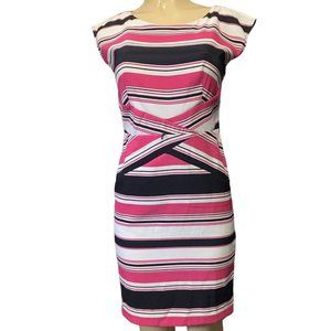 Dress barn Dress Womens Size 4 Black Pink Stripe Sleeveless